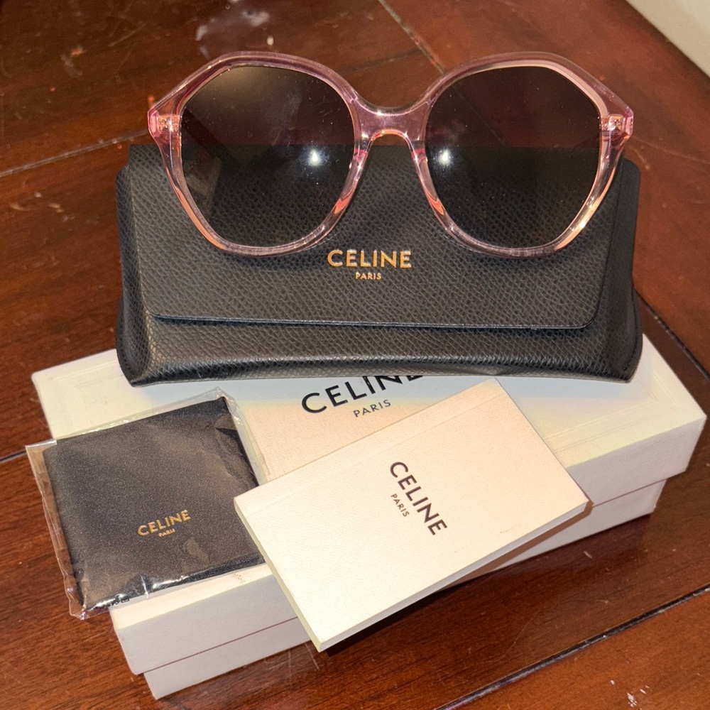 Celine Pink Oversized Round Sunglasses with Dark Lenses